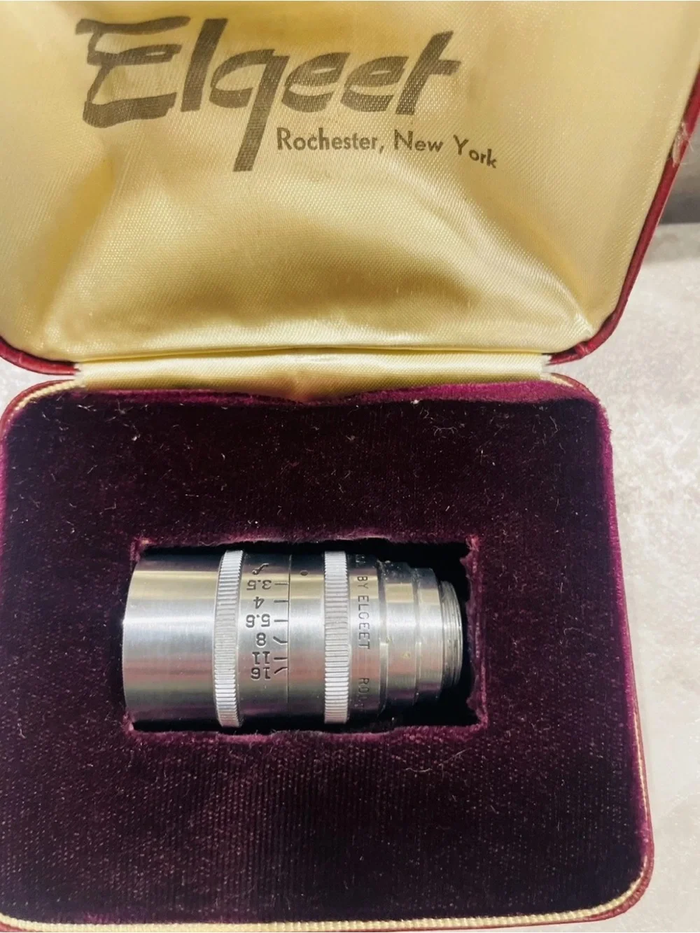 Vintage Elgeet Cinematar 38mm f/3.5 Narrow Angle Movie Lens w/ Case..RARE FIND